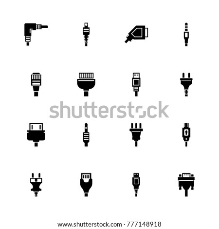 Plug icons. Flat Simple Icon - Black Illustration on White Background.