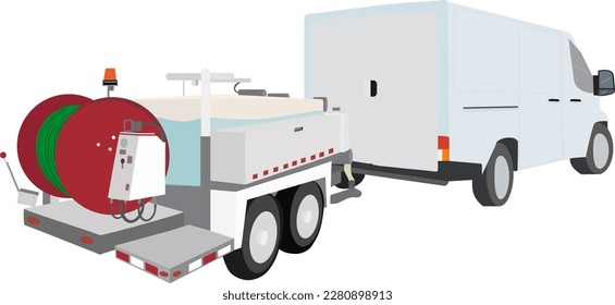 Plumbing Hydro Jetting machine with Plumber Sewer cleaning service Van. isolated on white background. copy-space - Powered by Shutterstock