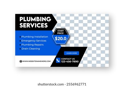 Plumbing service banner or cover design - Powered by Shutterstock