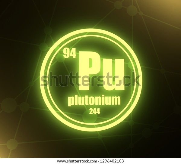 Plutonium chemical element. Sign with atomic\
number and atomic weight. Chemical element of periodic table.\
Molecule And Communication Background. Connected lines with dots.\
3D rendering