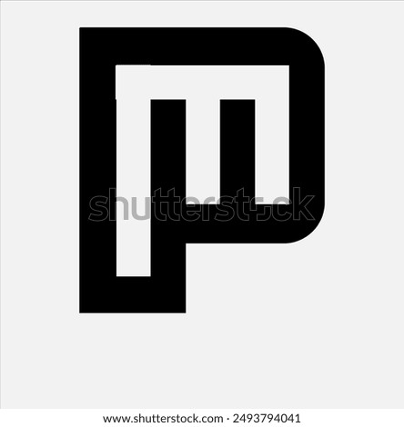 PM initials logo in black and white. PM logo for doors and iron workshops. 