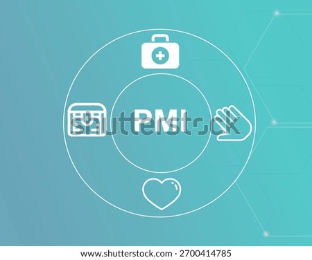 PMI acronym.PMI (Point of Maximum Impulse) is the location on the chest where heart movement is most strongly felt during contraction.