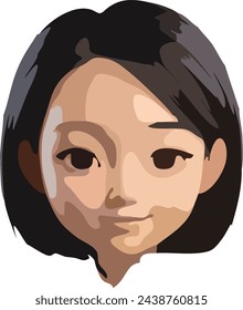 PNG image of a girl's face. It can be downloaded easily and helps speed up your design work according to your needs.
