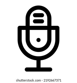 Podcast Microphone Line Art Icon. Radio Mic Outline Illustration