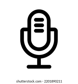 Podcast Microphone Line Art Icon. Radio Mic Outline Illustration