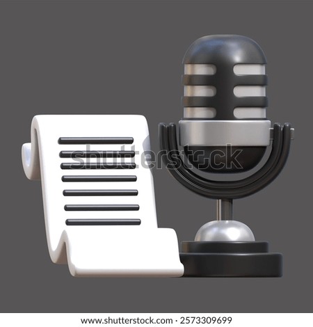 Podcast Script 3D Icon. Perfect for apps, websites, and digital projects. A sleek, high-quality 3D render with a professional touch