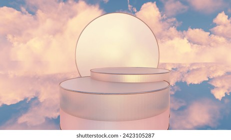 Podium backdrop for product display in cloudscape 3d render