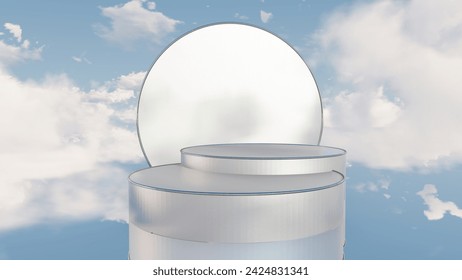 Podium backdrop for product display in cloudscape 3d render