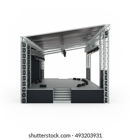 Podium Concert Stage, Side View, Isolated 3d Rendering.