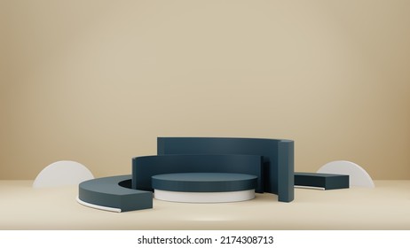 Podium display with for product presentation 3d rendering, Creative scene composition for product presentation