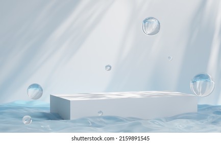 Podium the water for product presentation  Natural beauty pedestal  relaxation   health  3d illustration	