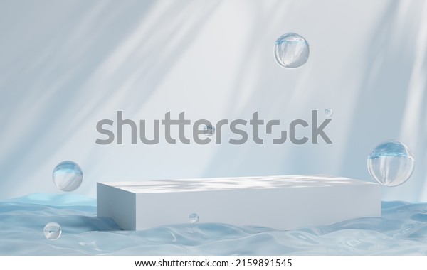 Podium on the\
water for product presentation. Natural beauty pedestal, relaxation\
and health, 3d\
illustration	
