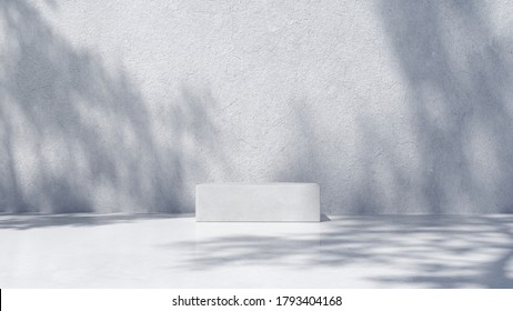 Podium for packaging presentation and cosmetic, shadow on wall.  Product display with white concrete texture , stone texture, Natural beauty pedestal in sunlight. realistic rendering. 3d illustration - Shutterstock ID 1793404168