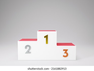 Podium With Ranking, 3D CG Illustration, White Background