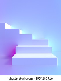 Podium stage platform stairs pedestal 3d white background  Podium stand and steps  empty staircase ladder to top  product display studio background