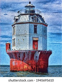 Point No Point Lighthouse, Chesapeake Bay, Illustration