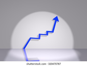 pointer go up to success,3d on stage