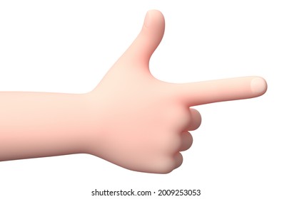 Pointing Hand. 3D Cartoon Character. Isolated on White Background 3D Illustration, Indicate Concept