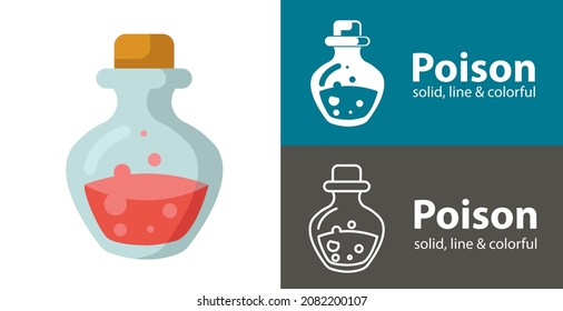 poison bottle isolated icon  chemical vessels line solid flat icon