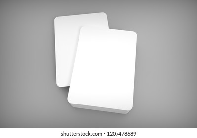 Poker Blank Card Deck With One Card In The Middle. Mockup On Gray Desk. 3D Rendering