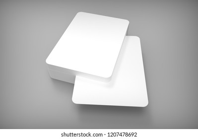 Poker Blank Card Deck With One Card In The Middle. Mockup On Gray Desk. 3D Rendering