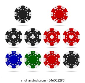 Poker Chips Set Isolated On White Background