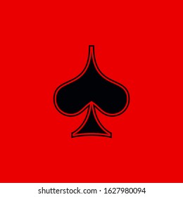 Poker playing card suit Spades outline shape single icon  Spades suit deck playing cards used for ace in Las Vegas royal casino  Single icon illustration isolated red  Drawing pic for tattoo 