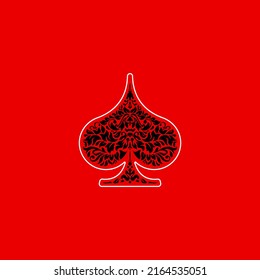 Poker playing cards suit Spades design shape single icon  Spades suit deck playing card used for ace in Las Vegas royal casino  Single icon pattern isolated red  Ornament drawing pic for tattoo