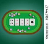 Poker table with a combination of five low