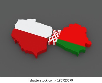 Poland And Belarus. Map. 3d