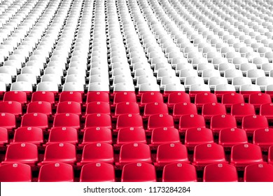 Poland Flag Stadium Seats. Sports Competition Concept. 3D Illustration