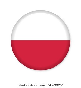 Poland - Glossy Button With Flag