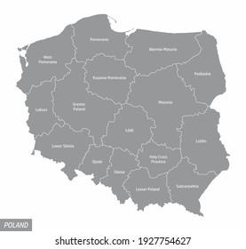 Poland Isolated Map Divided Regions Labels Stock Illustration ...