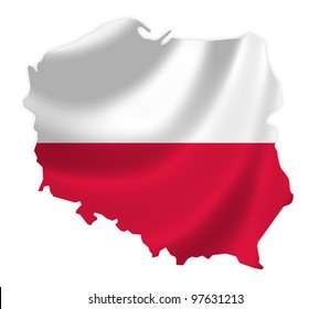 Poland Map On A Waving Flag