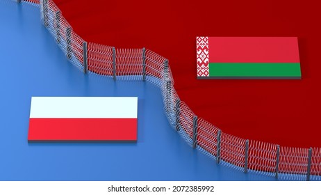 Poland's Border Closed For Migrants. - 3D Rendering