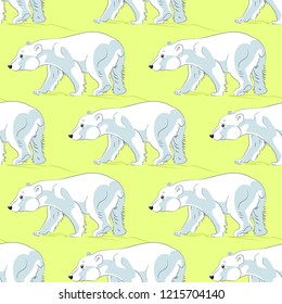 Polar Bear Seamless Pattern Background Cute Stock Illustration