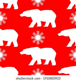 Polar Bear And Snowflakes, Seamless Pattern