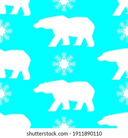 Polar bear and snowflakes, seamless pattern