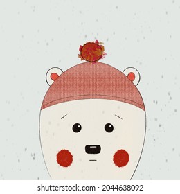 Polar Bear Waiting For Christmas In A Snow Storm