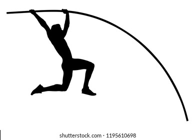 Pole Vault Male Athlete Jump On Stock Illustration 1195610698 ...