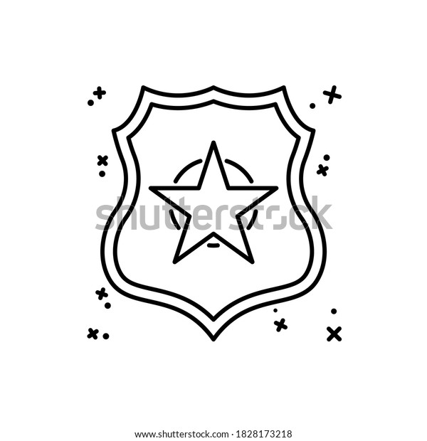 Police\
badge icon. Simple line, outline illustration of law and justice\
icons for ui and ux, website or mobile\
application
