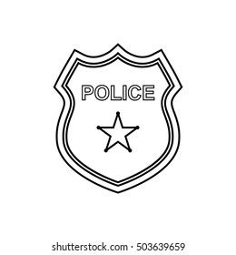 Police Badge Outline Icon On The White Background. Design