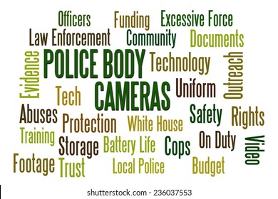 Police Body Cameras Word Cloud On White Background