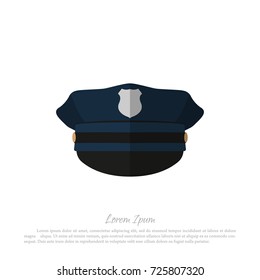 Police Cap On White Background. Icon Of Policeman Hat. 