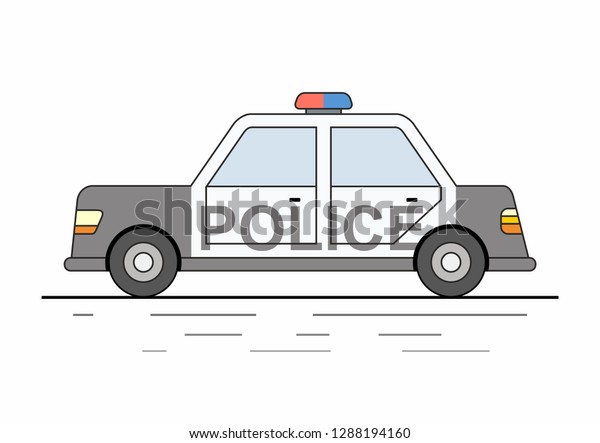 Police car isolated on\
white background