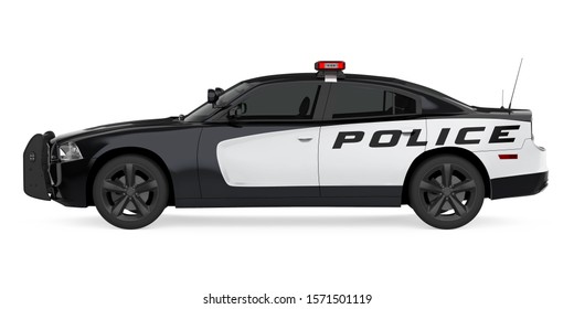 Police Car Isolated Side View 3d Stock Illustration 1091991701 ...