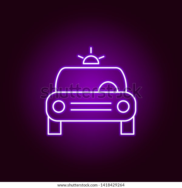 police car light outline
icon in neon style. Elements of car repair illustration in neon
style icon. Signs and symbols can be used for web, logo, mobile
app, UI, UX