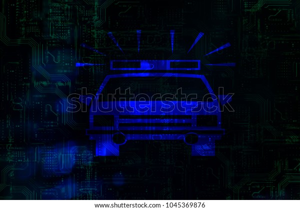 Police car on blue tech\
background