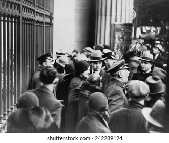 Police Control A Crowd Of Panicked Depositors Outside The Bowery Savings Of Bank Of New York City In 1933.