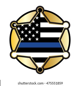 A police and law enforcement star badge emblem illustration.